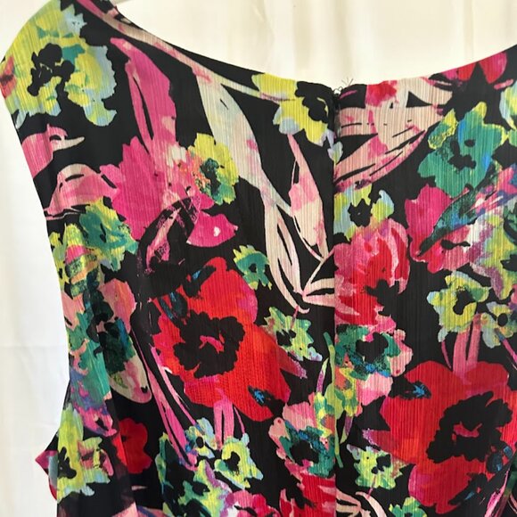 Tahari ASL Women's Plus 24W bright floral wrap front dress with ruffled skirt - Picture 3 of 13